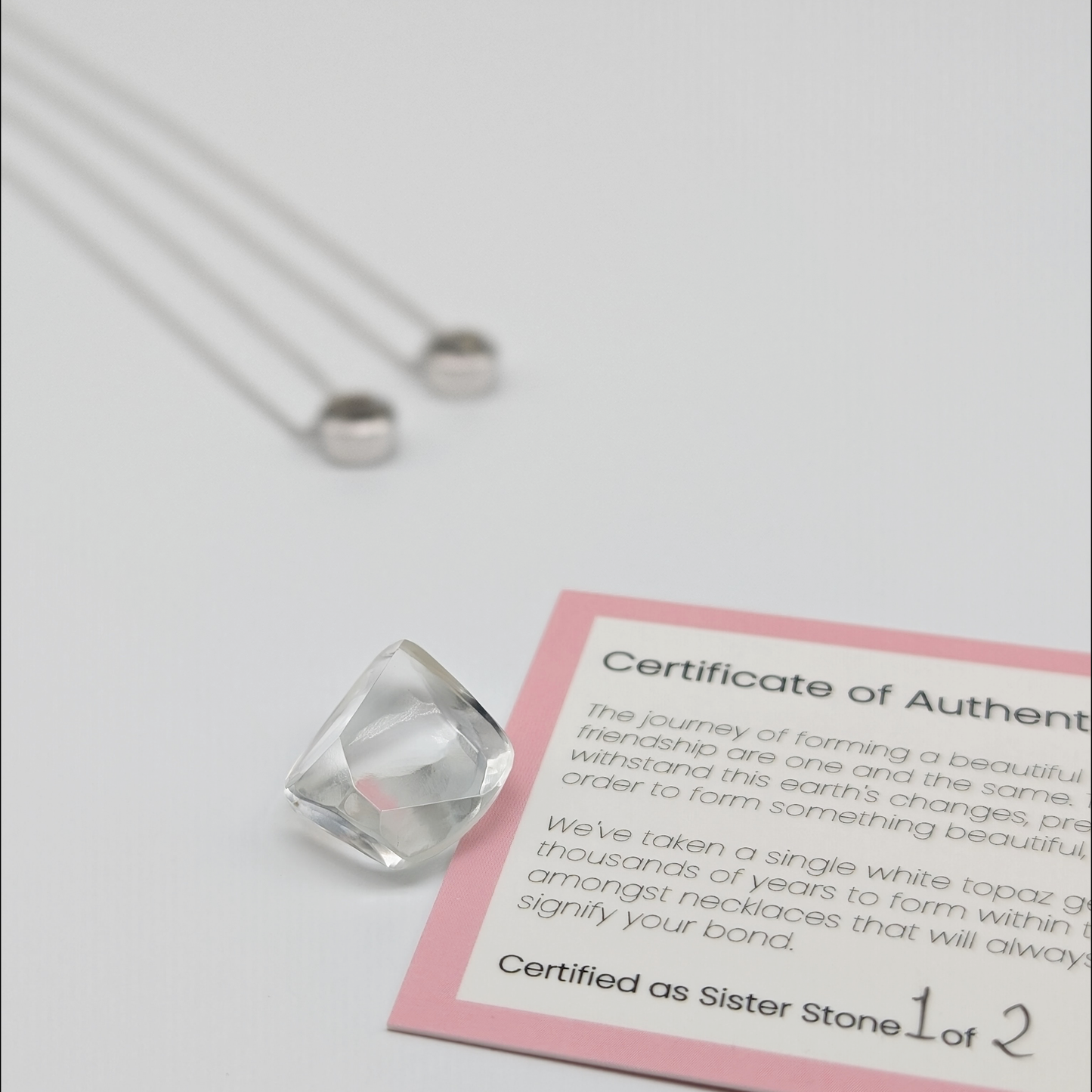 Set of 2 - Round White Topaz Sterling Silver Necklaces