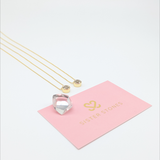 Set of 2 - Round White Topaz 18k Vermeil Necklaces