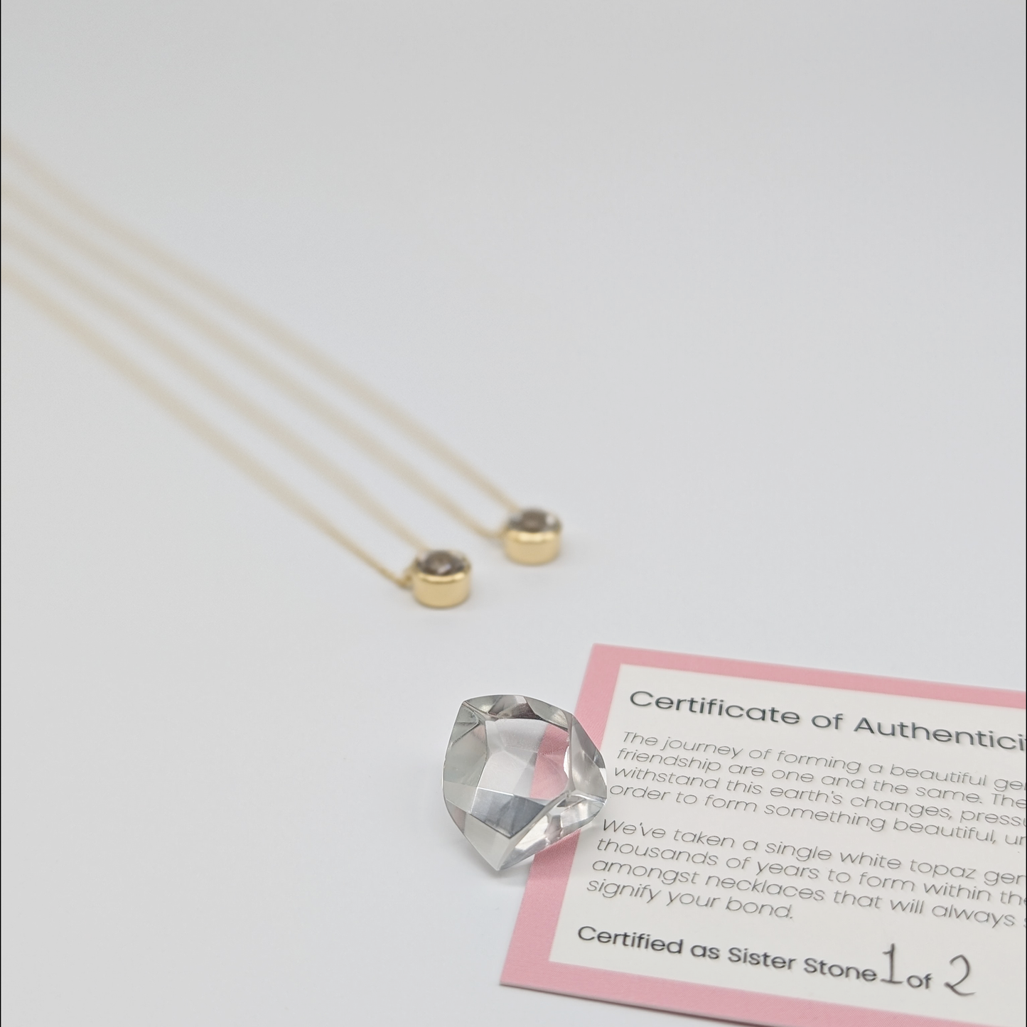 Set of 2 - Round White Topaz 18k Vermeil Necklaces