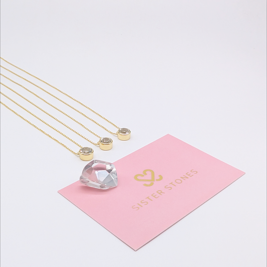 Set of 3 - Round White Topaz 18k Vermeil Necklaces