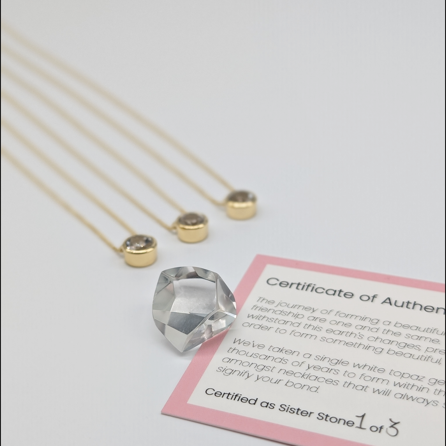 Set of 3 - Round White Topaz 18k Vermeil Necklaces