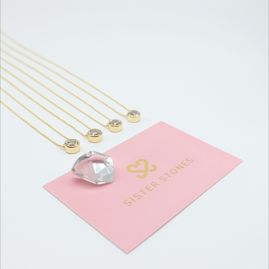 Set of 4 - Round White Topaz 18k Vermeil Necklaces