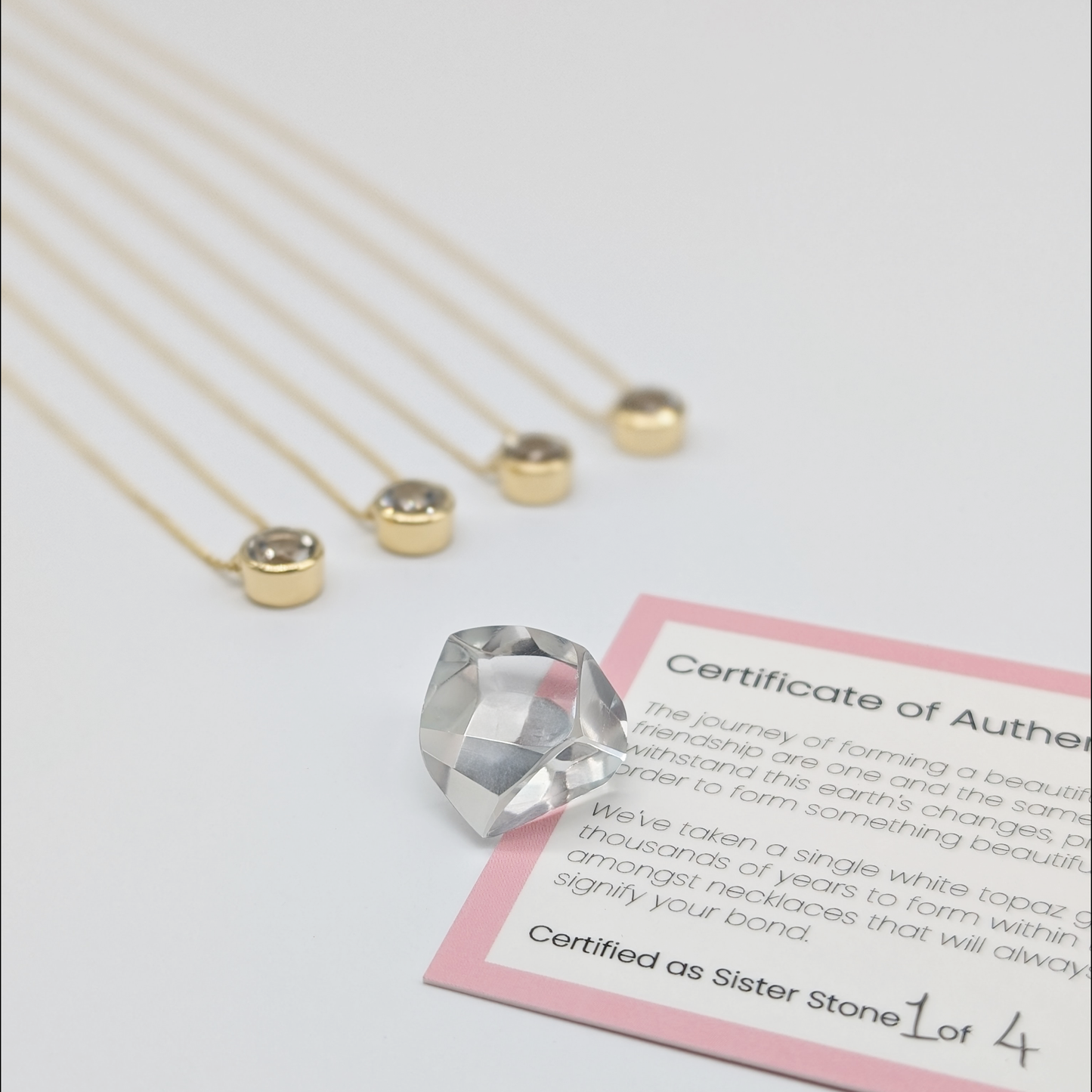 Set of 4 - Round White Topaz 18k Vermeil Necklaces