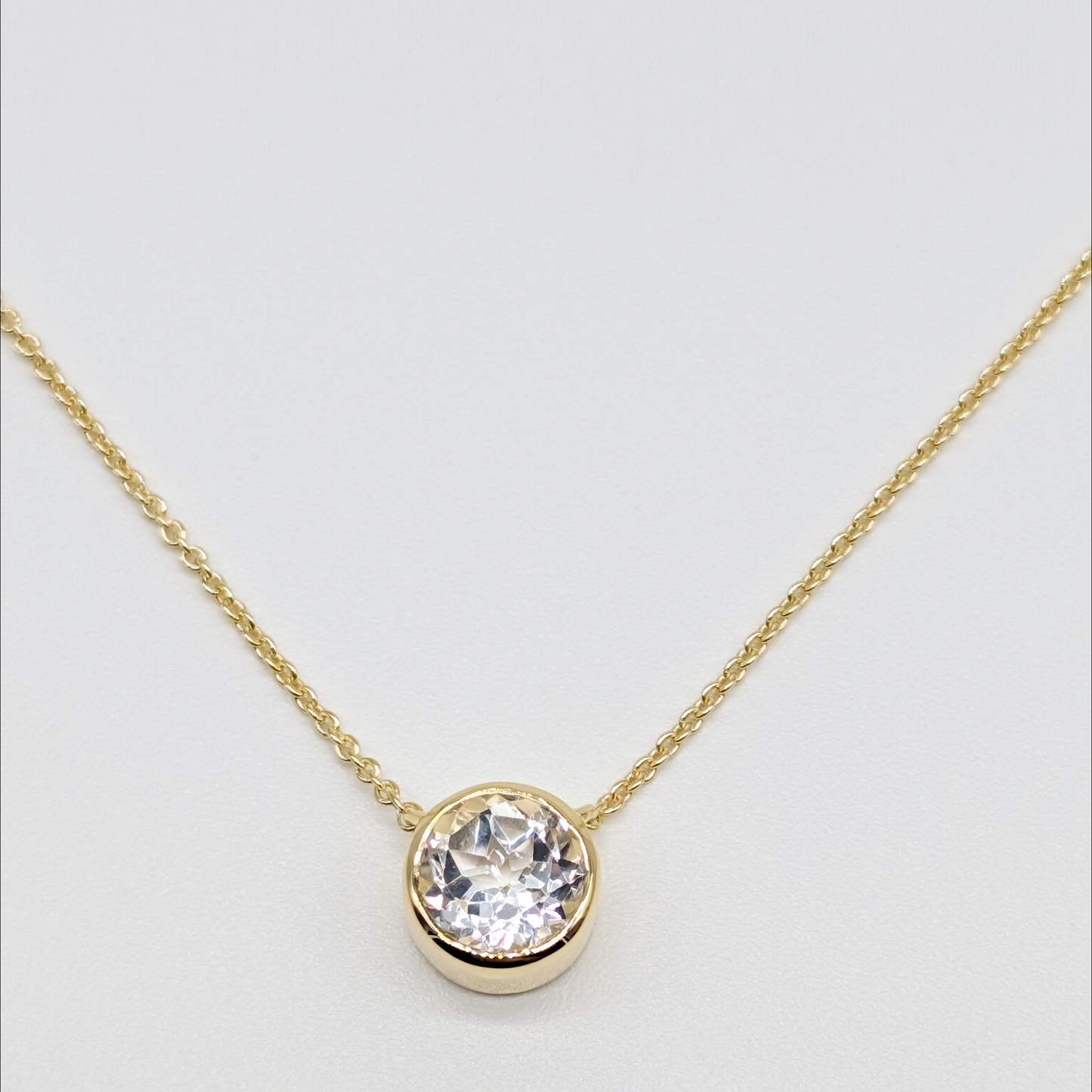 Set of 2 - Round White Topaz 18k Vermeil Necklaces