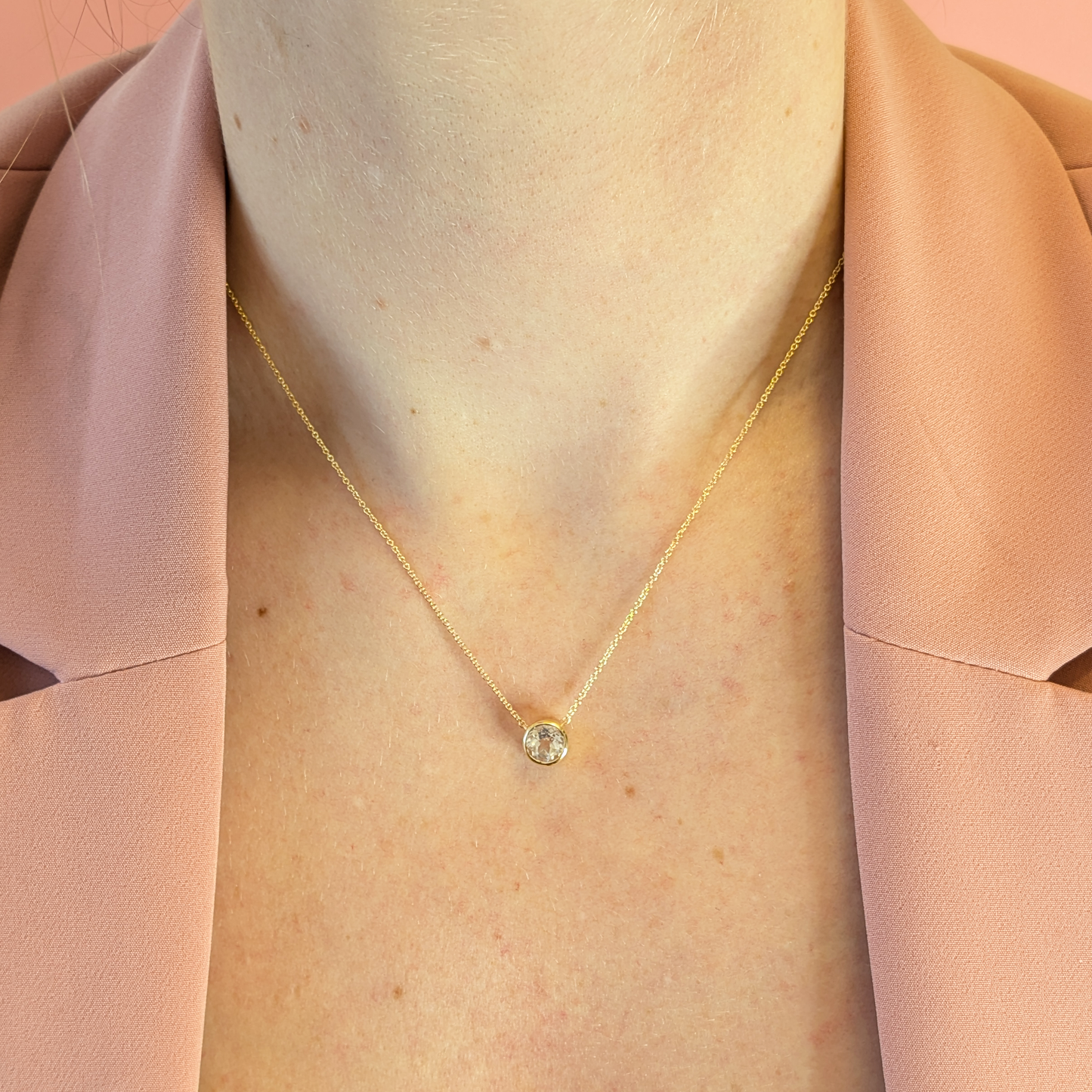 Set of 2 - Round White Topaz 18k Vermeil Necklaces